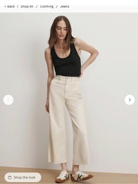 Veronica Beard Cream High-Rise Cropped Jeans